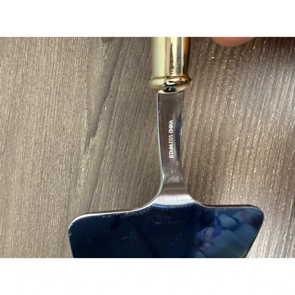 Gold Flake Acrylic Handle Stainless Steel Cake Pie Server Wedding Dessert Tool